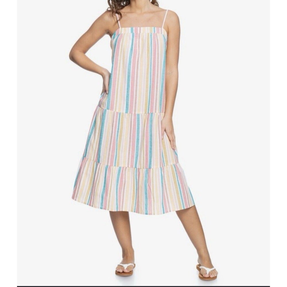 Roxy Golden Allure Strappy Midi Dress Size S